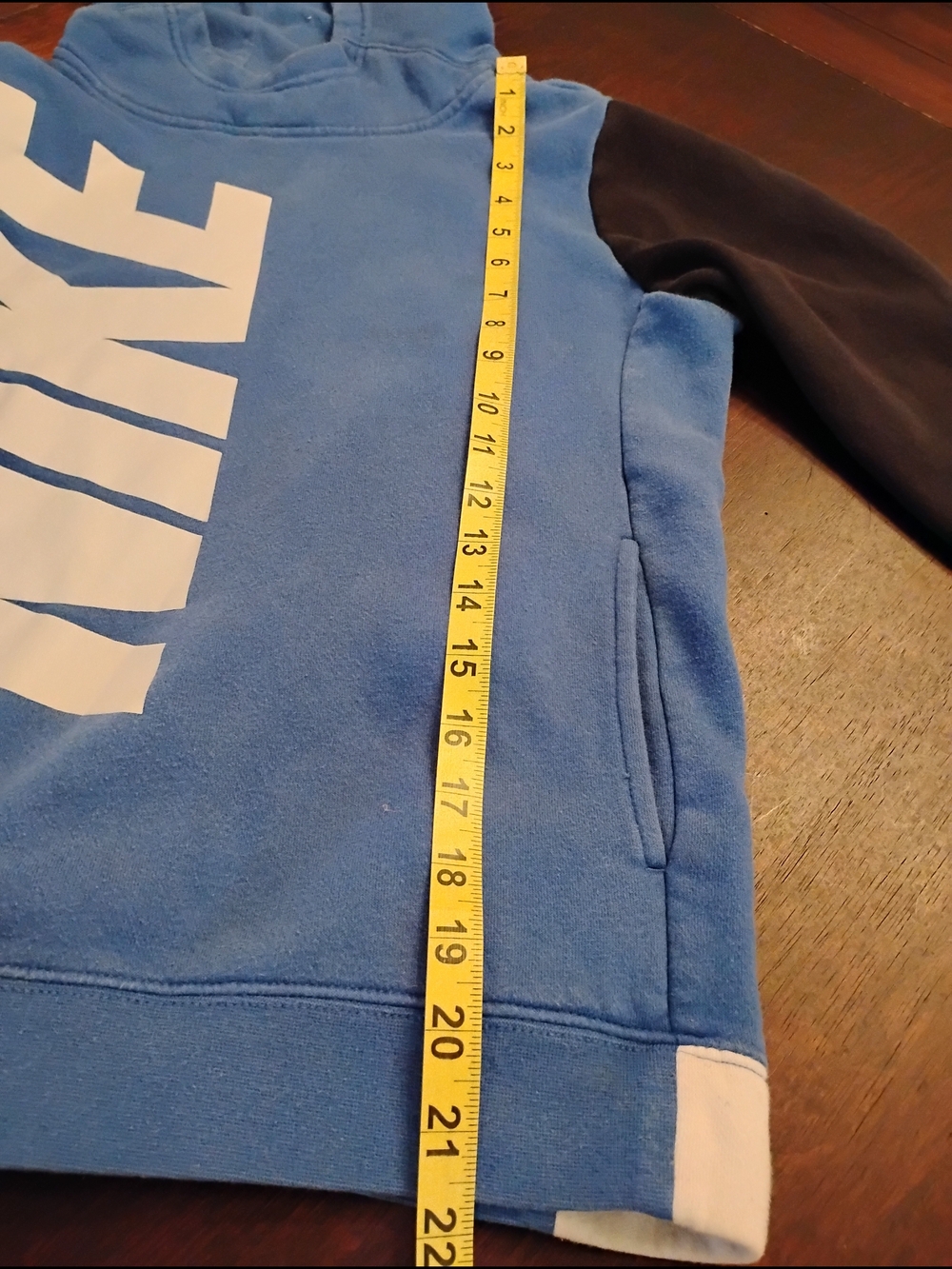 Nike Blue Crewneck Sweatshirt with Black Sleeves and White Logo - Picture 5 of 7